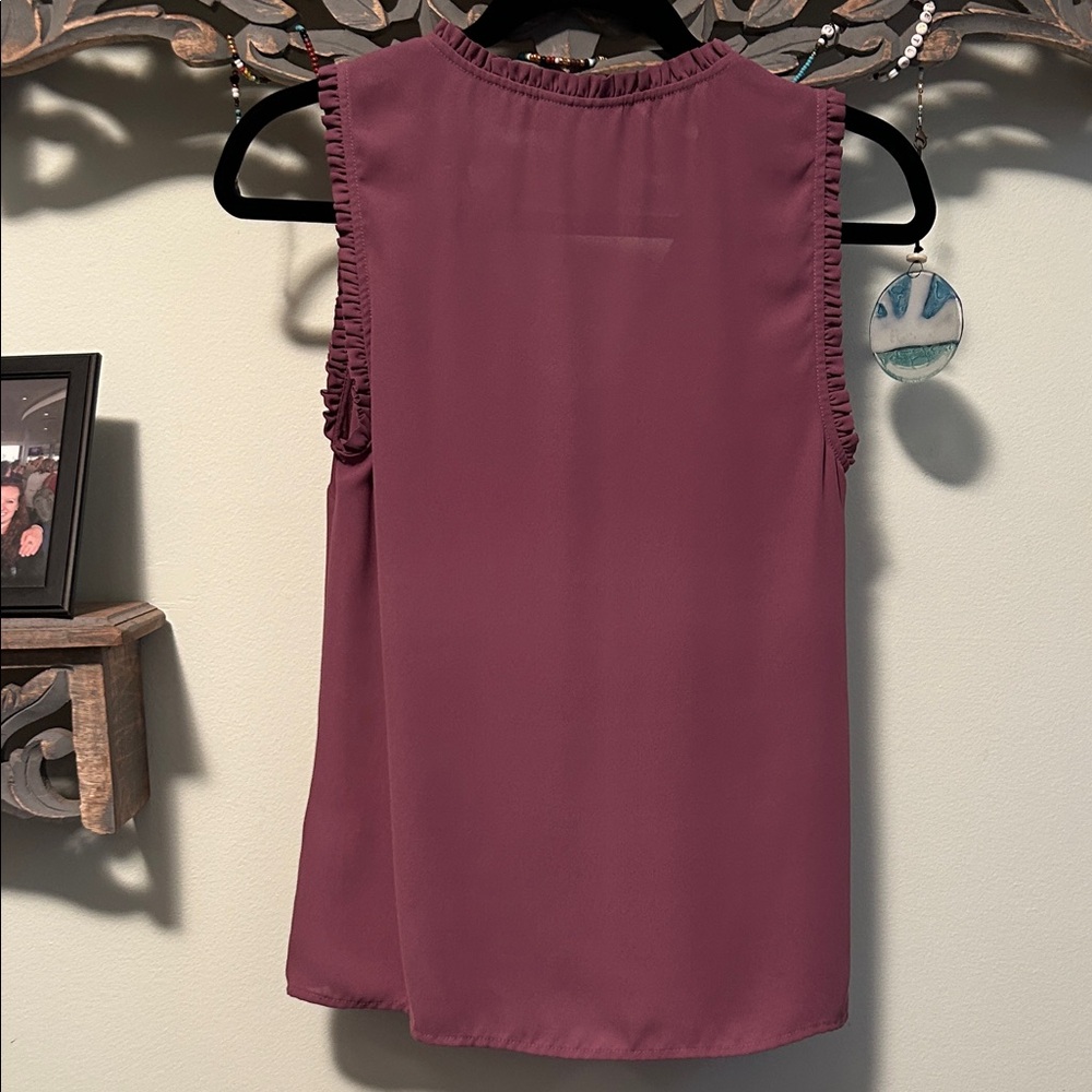 Modcloth Plum Ruffle Trim Blouse - Picture 3 of 4